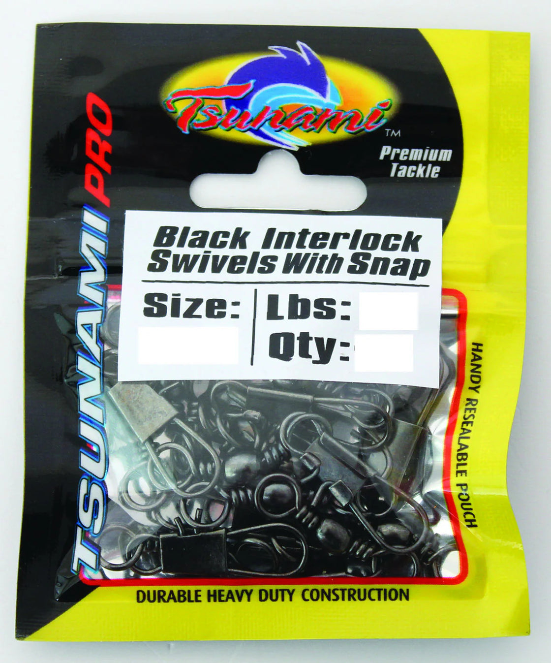 Tsunami Black Interlock Swivels With Snap Size 4